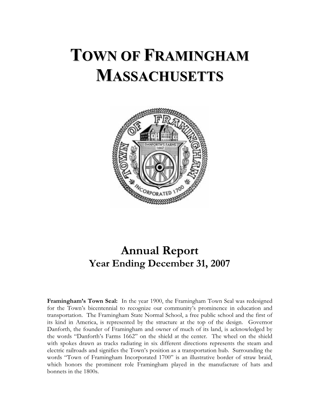 Town of Framingham Massachusetts