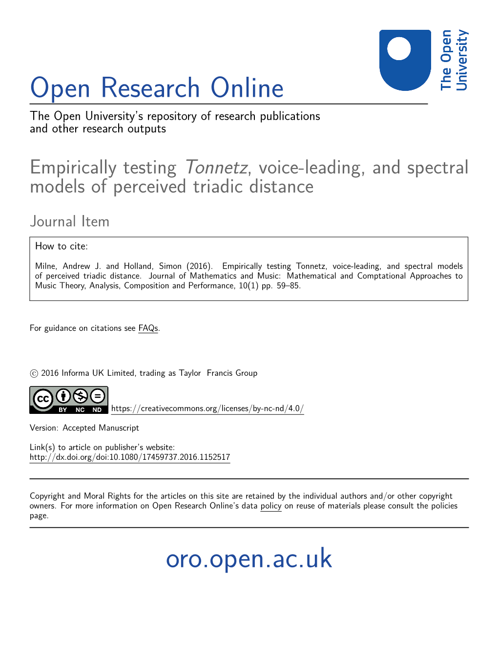 Tonnetz, Voice-Leading, and Spectral Models of Perceived Triadic Distance