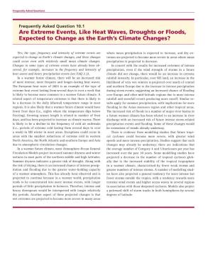 Are Extreme Events, Like Heat Waves, Droughts Or Floods, Expected to Change As the Earth’S Climate Changes?
