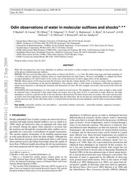 Odin Observations of Water in Molecular Outflows and Shocks