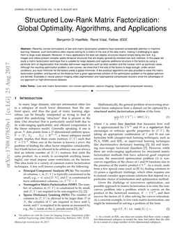 Structured Low-Rank Matrix Factorization: Global Optimality, Algorithms, and Applications