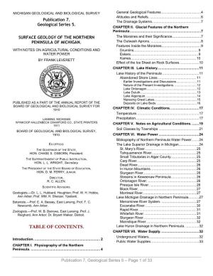 TABLE of CONTENTS. Lake Huron Drainage in Northern Peninsula