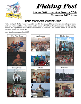 Fishing Post Atlanta Salt Water Sportsman’S Club November 2007 Issue