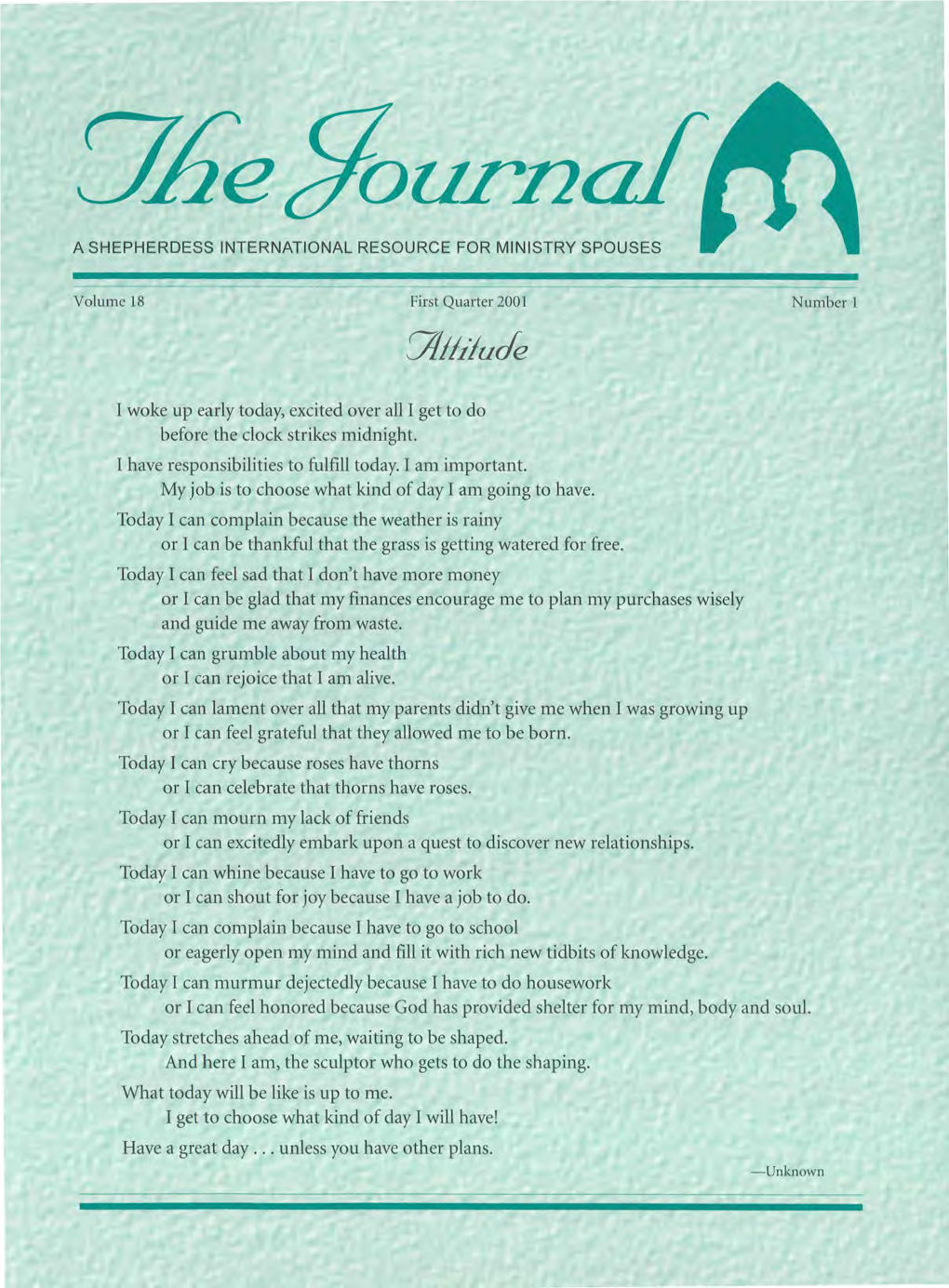 Shepherdess Journal for 2001