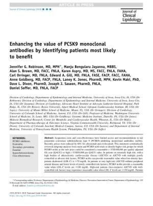 Enhancing the Value of PCSK9 Monoclonal Antibodies by Identifying Patients Most Likely to Beneﬁt