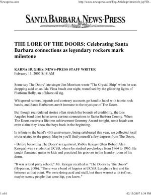 THE LORE of the DOORS: Celebrating Santa Barbara Connections As Legendary Rockers Mark Milestone