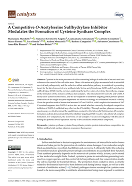 A Competitive O-Acetylserine Sulfhydrylase Inhibitor Modulates the Formation of Cysteine Synthase Complex