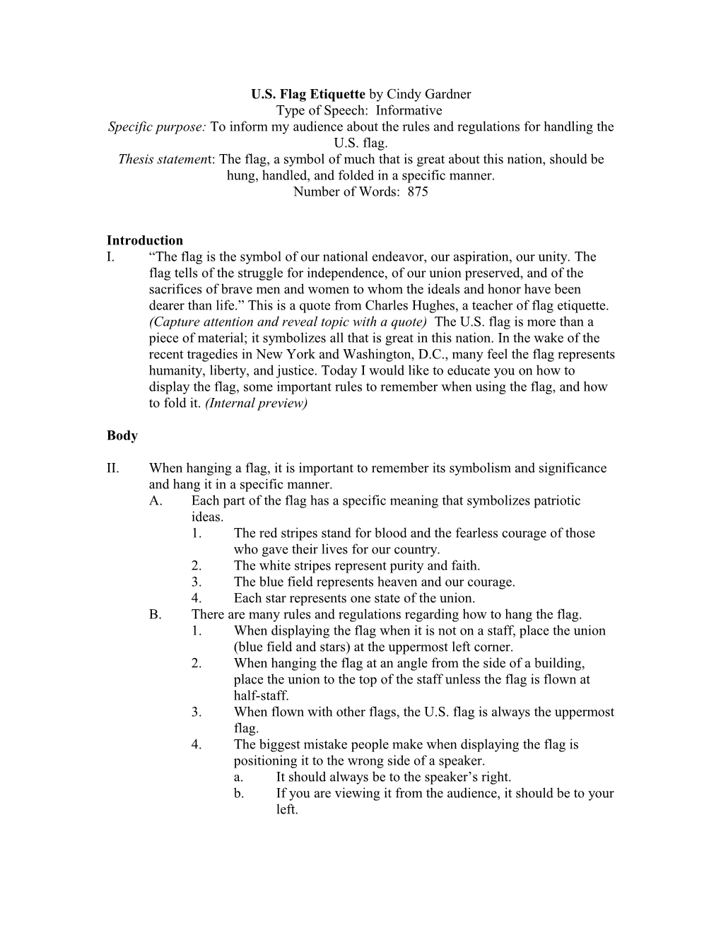 CHAPTER 15 Student Speech Outline (Informative)