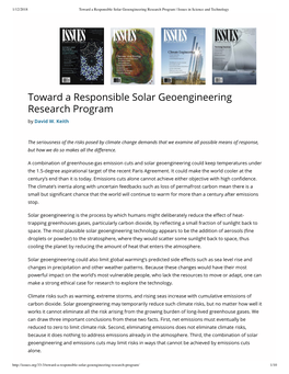 Toward a Responsible Solar Geoengineeri...Ram