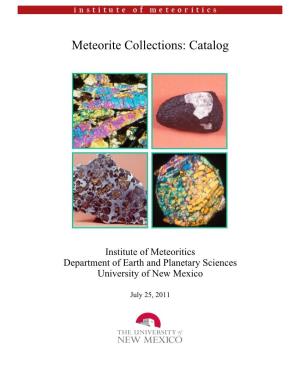 Meteorite Collections: Catalog