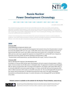 Russia Nuclear Power Development Chronology