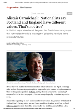 Alistair Carmichael: 'Nationalists Say Scotland and England Have Different Values. That's Not True' | Politics | the Observer