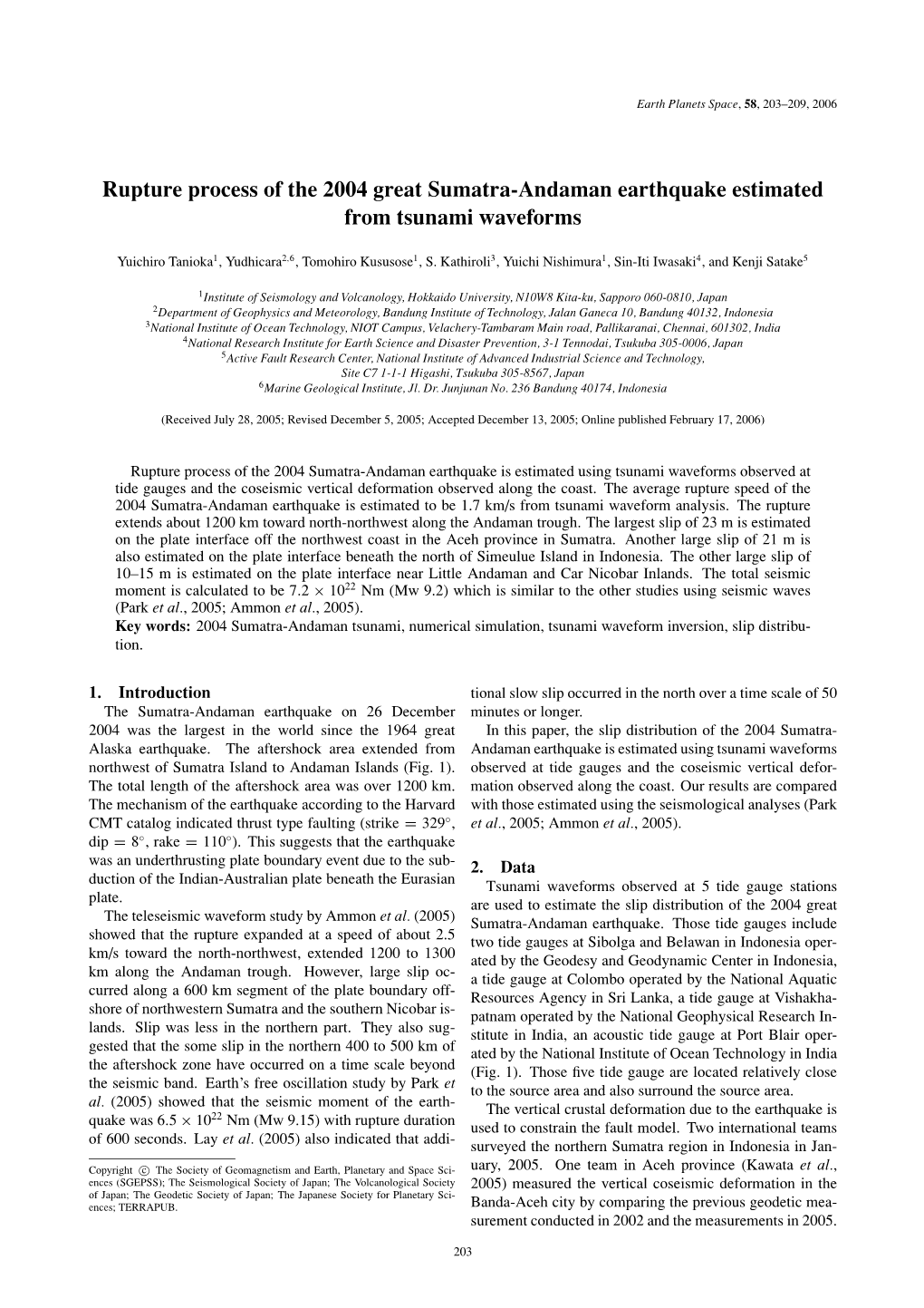 Rupture Process of the 2004 Great Sumatra-Andaman Earthquake Estimated from Tsunami Waveforms