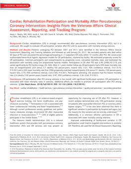 Cardiac Rehabilitation Participation and Mortality After Percutaneous Coronary Intervention