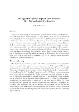 The Age of the Jewish Population in Romania