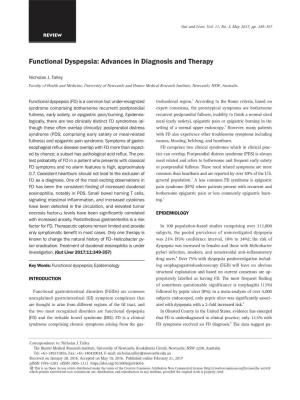 Functional Dyspepsia: Advances in Diagnosis and Therapy