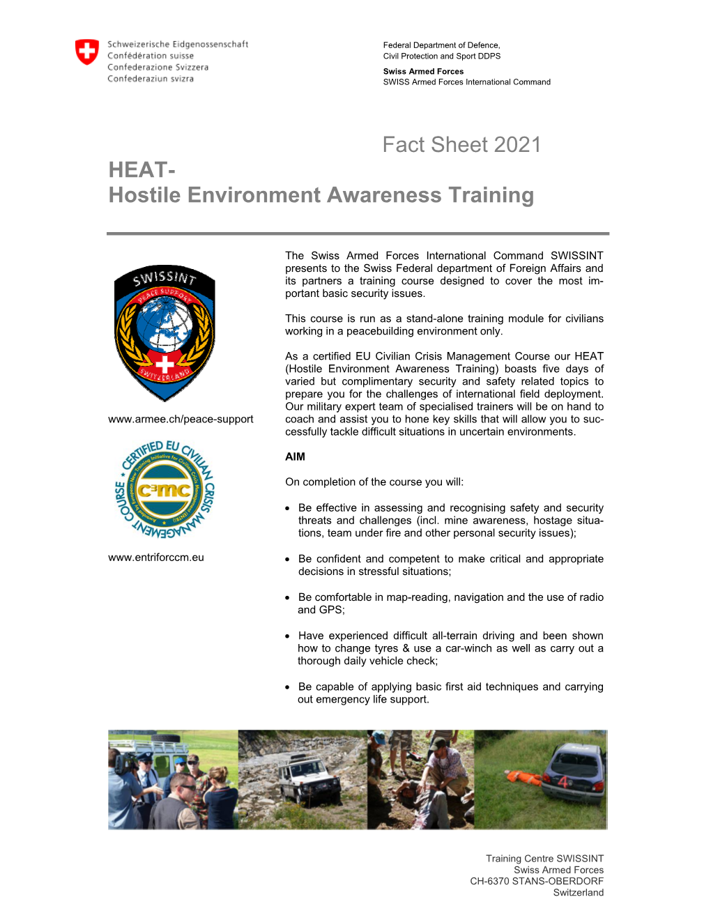 Fact Sheet 2021 HEAT- Hostile Environment Awareness Training