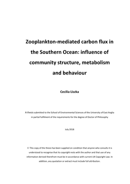 Zooplankton-Mediated Carbon Flux in the Southern Ocean: Influence of Community Structure, Metabolism and Behaviour