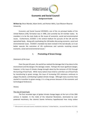 Economic and Social Council Background Guide