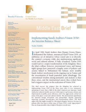 Middle East Brief, the Islamic Movements Are Still Present in Vision Two Fund