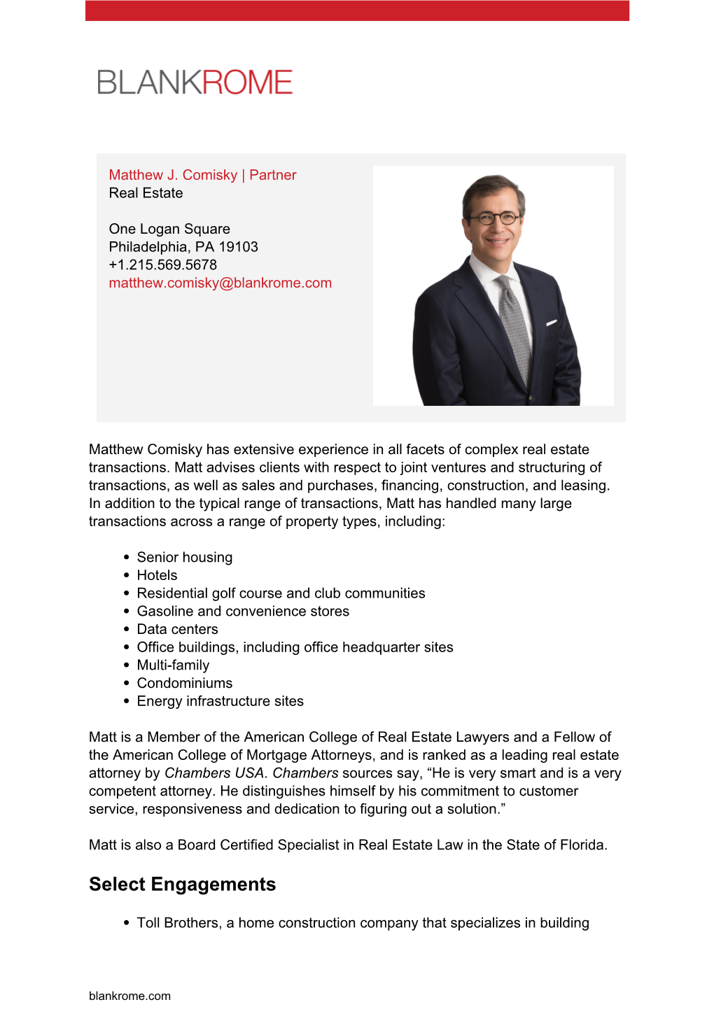 Matthew J. Comisky | Partner Real Estate