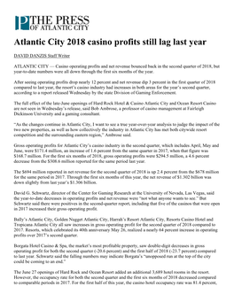 Atlantic City 2018 Casino Profits Still Lag Last Year