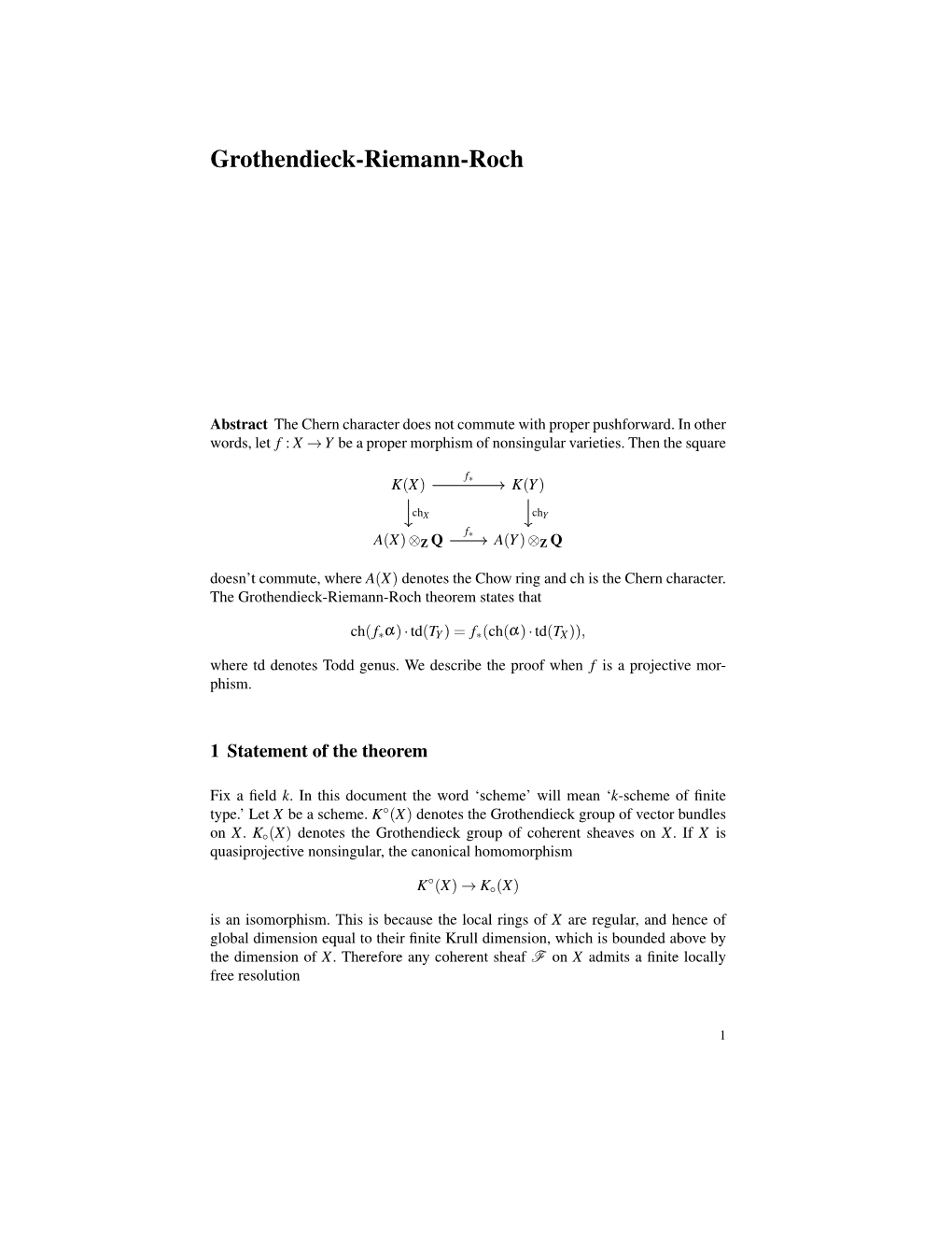 Grothendieck-Riemann-Roch