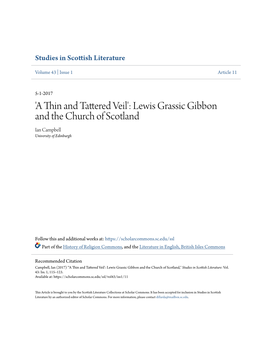 Lewis Grassic Gibbon and the Church of Scotland Ian Campbell University of Edinburgh