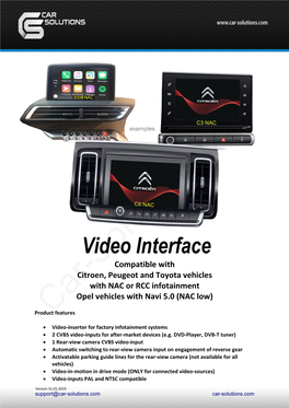 Video Interface for Citroen, Opel, Peugeot, Toyota Manual