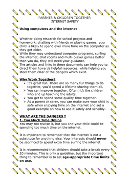 PARENTS & CHILDREN TOGETHER INTERNET SAFETY Using