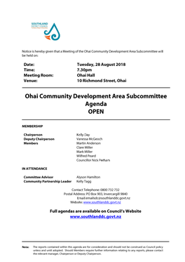 Agenda of Ohai Community Development Area Subcommittee