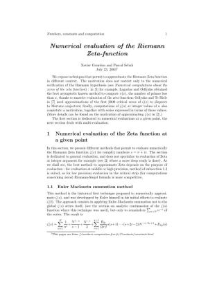 Numerical Evaluation of the Riemann Zeta-Function