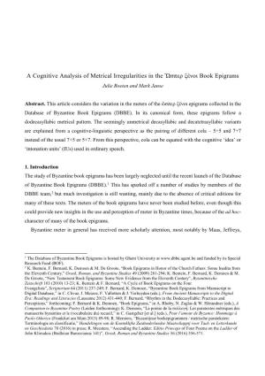 A Cognitive Analysis of Metrical Irregularities in the Ὥσπερ Ξένοι