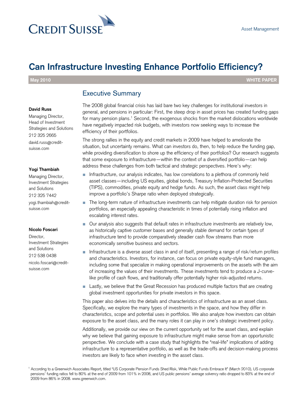 Can Infrastructure Investing Enhance Portfolio Efficiency?