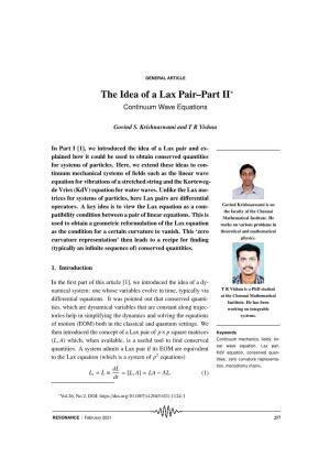 The Idea of a Lax Pair–Part II∗ Continuum Wave Equations