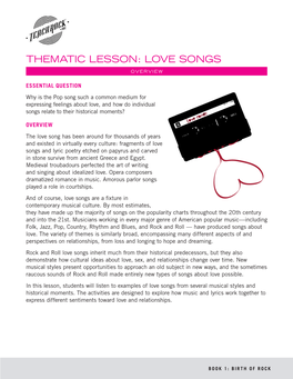 Thematic Lesson: Love Songs