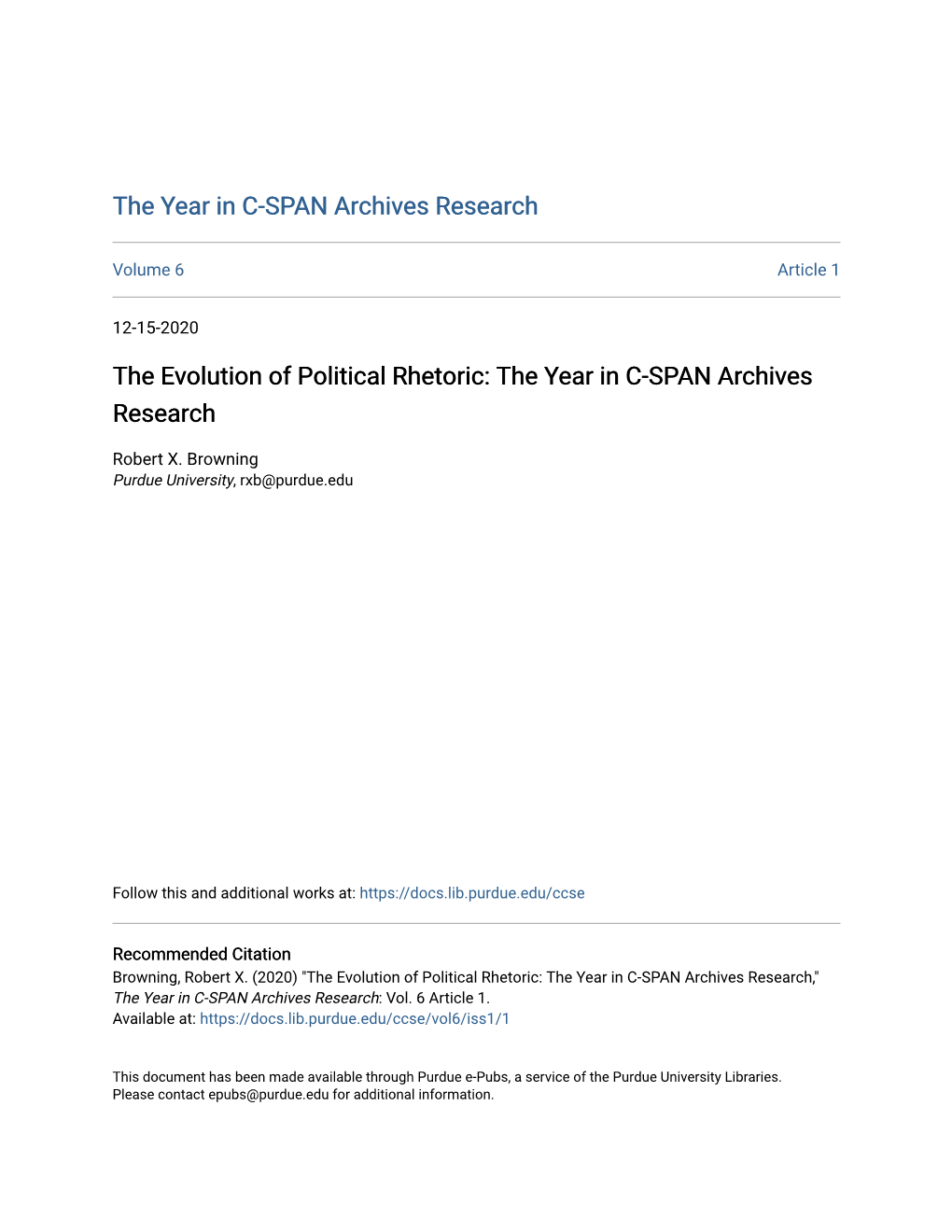 The Evolution of Political Rhetoric: the Year in C-SPAN Archives Research