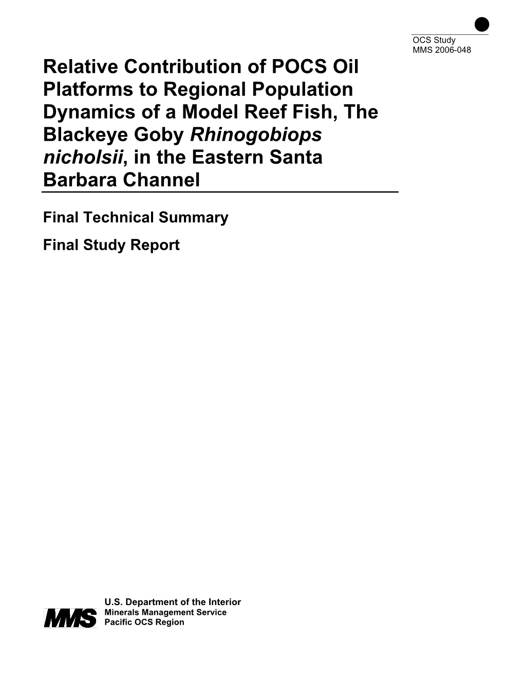 Relative Contribution of POCS Oil Platforms to Regional Population
