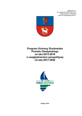 Program Ochrony Środowiska Powiatu Olszty Ńskiego Na Lata 2013-2016 Z Uwzgl Ędnieniem Perspektywy Na Lata 2017-2020