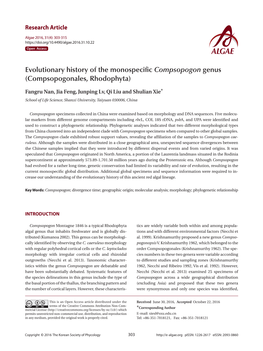 Evolutionary History of the Monospecificcompsopogon Genus (Compsopogonales, Rhodophyta)