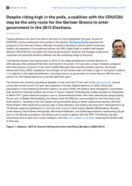 Despite Riding High in the Polls, a Coalition with the CDU/CSU May Be the Only Route for the German Greens to Enter Government in the 2013 Elections