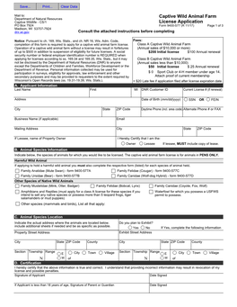 Captive Wild Animal Farm License Application