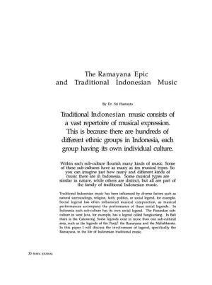 The Ramayana Epic and Traditional Indonesian Music