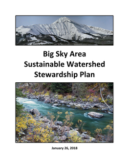 Big Sky Area Sustainable Watershed Stewardship Plan
