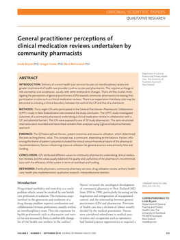 General Practitioner Perceptions of Clinical Medication Reviews Undertaken by Community Pharmacists