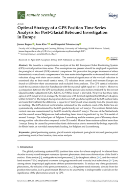 Optimal Strategy of a GPS Position Time Series Analysis for Post-Glacial Rebound Investigation in Europe