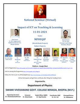 National Seminar (Virtual) Impact of ICT on Teaching & Learning 11-01