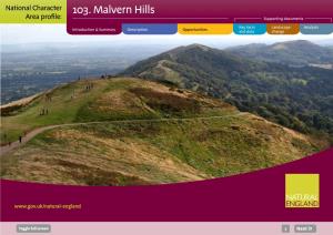 103. Malvern Hills Area Profile: Supporting Documents