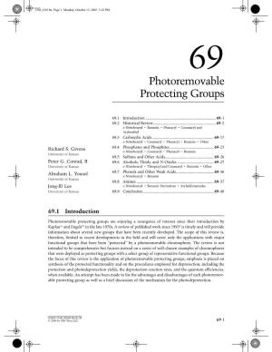 Photoremovable Protecting Groups