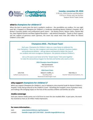 Why Support Champions for Children's?